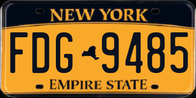 NY license plate FDG9485