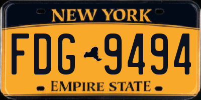 NY license plate FDG9494