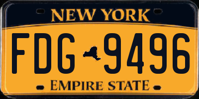 NY license plate FDG9496