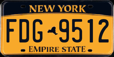 NY license plate FDG9512