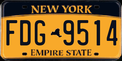 NY license plate FDG9514