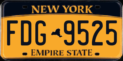 NY license plate FDG9525
