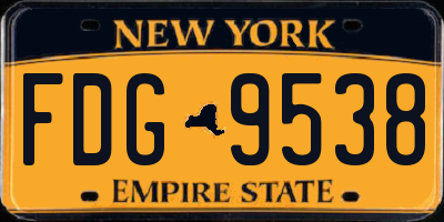 NY license plate FDG9538