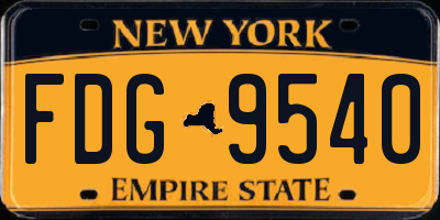 NY license plate FDG9540