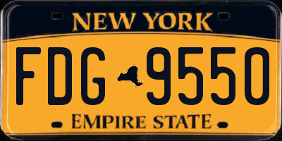 NY license plate FDG9550
