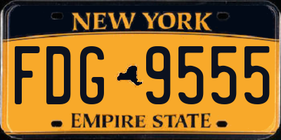 NY license plate FDG9555