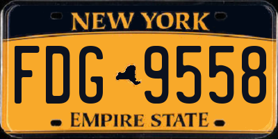 NY license plate FDG9558