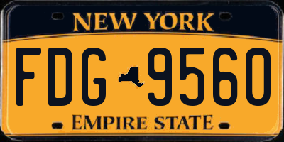 NY license plate FDG9560