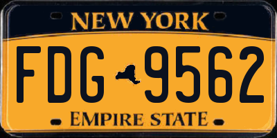 NY license plate FDG9562