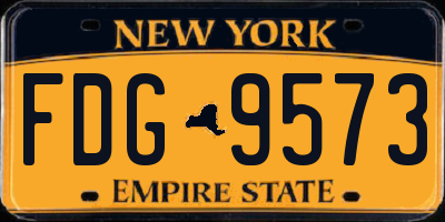 NY license plate FDG9573