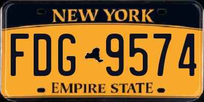 NY license plate FDG9574