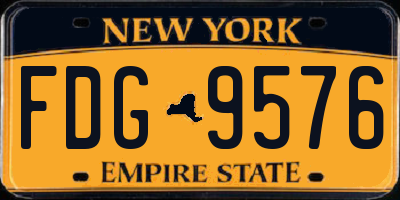 NY license plate FDG9576