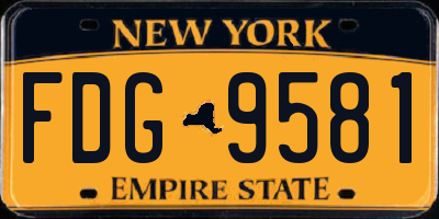 NY license plate FDG9581