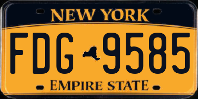 NY license plate FDG9585