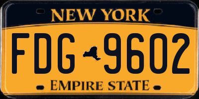 NY license plate FDG9602