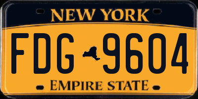 NY license plate FDG9604