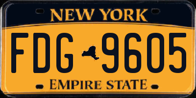 NY license plate FDG9605