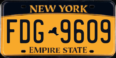 NY license plate FDG9609