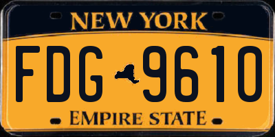 NY license plate FDG9610