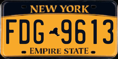 NY license plate FDG9613