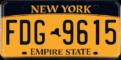 NY license plate FDG9615