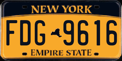NY license plate FDG9616