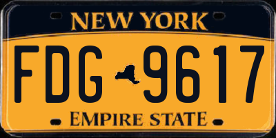 NY license plate FDG9617