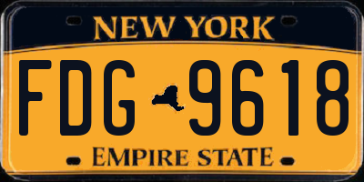 NY license plate FDG9618