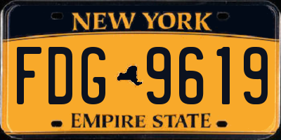 NY license plate FDG9619
