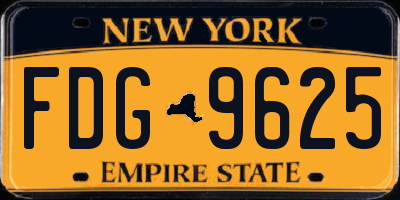 NY license plate FDG9625