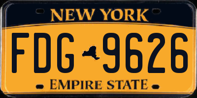 NY license plate FDG9626