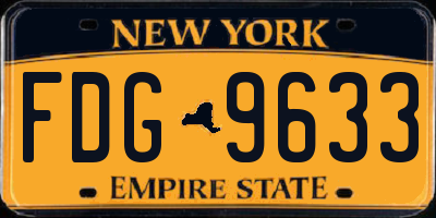 NY license plate FDG9633