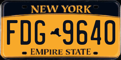 NY license plate FDG9640