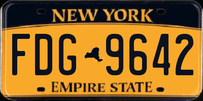 NY license plate FDG9642