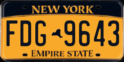 NY license plate FDG9643