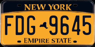 NY license plate FDG9645