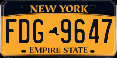 NY license plate FDG9647
