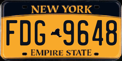 NY license plate FDG9648