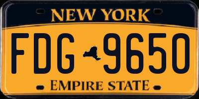 NY license plate FDG9650