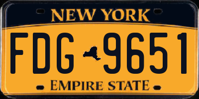 NY license plate FDG9651