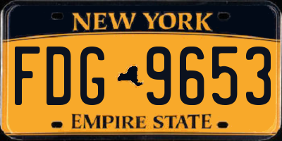 NY license plate FDG9653