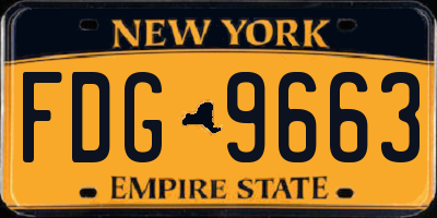 NY license plate FDG9663