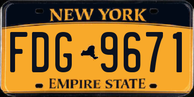 NY license plate FDG9671