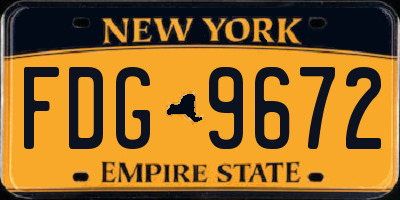 NY license plate FDG9672