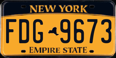 NY license plate FDG9673