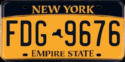 NY license plate FDG9676