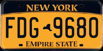 NY license plate FDG9680