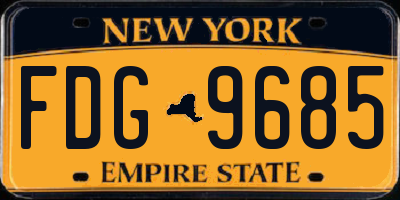 NY license plate FDG9685