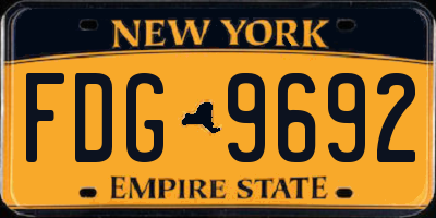 NY license plate FDG9692