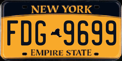 NY license plate FDG9699